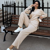 Conjunto de 2 Peças: Sweater de Malha e Calças Largas