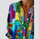 Edna™ | Camisa Elegante com Padrão Geométrico