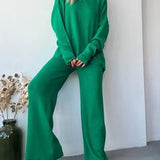Conjunto de 2 Peças: Sweater Casual Largo e Calças Macias
