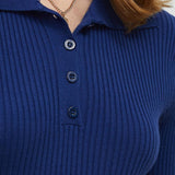 Sweater Polo de Malha Justo
