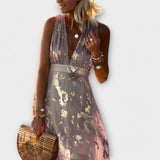 Vestido fluido com decote em V