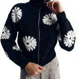 Cardigan Floral com Zíper