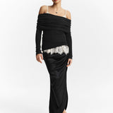Sweater Feminina de Gola Caída (Off-The-Shoulder)