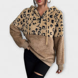 Hoodie de Pêlo Quente com Estampa de Leopardo