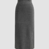 Conjunto de 2 Peças: Sweater de Gola Alta e Vestido com Fenda