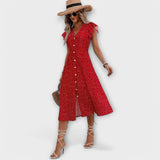 Vanda – Vestido Midi Elegante com Padrão