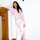 Sweater Cropped de Gola Redonda e Manga Longa
