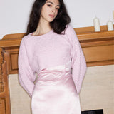 Sweater Cropped de Gola Redonda e Manga Longa