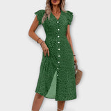 Vanda – Vestido Midi Elegante com Padrão