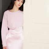 Sweater Cropped de Gola Redonda e Manga Longa