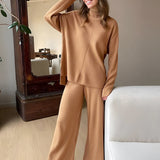 Conjunto de 2 Peças: Sweater Casual Largo e Calças Macias
