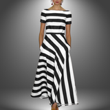 Sandra – Vestido maxi com riscas feito à mão