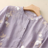 Filomena - Camisa de Algodão com Flores Bordadas