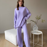 Conjunto de 2 Peças: Sweater Casual Largo e Calças Macias