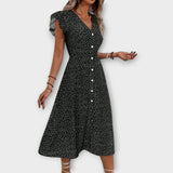Vanda – Vestido Midi Elegante com Padrão