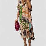 Miriam | Vestido com Padrão Leopardo Vibrante