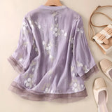 Filomena - Camisa de Algodão com Flores Bordadas