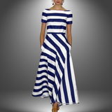 Sandra – Vestido maxi com riscas feito à mão