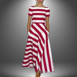 Sandra – Vestido maxi com riscas feito à mão