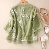 Filomena - Camisa de Algodão com Flores Bordadas