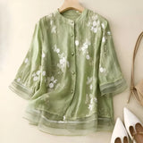 Filomena - Camisa de Algodão com Flores Bordadas