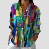 Edna™ | Camisa Elegante com Padrão Geométrico
