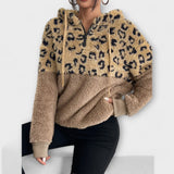 Hoodie de Pêlo Quente com Estampa de Leopardo