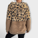 Hoodie de Pêlo Quente com Estampa de Leopardo