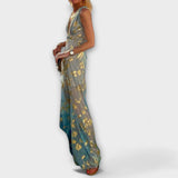 Vestido fluido com decote em V
