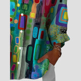 Edna™ | Camisa Elegante com Padrão Geométrico