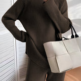 Conjunto de 2 Peças: Sweater de Malha e Calças Largas