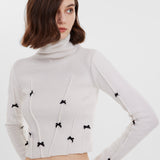 Sweater de Gola Alta com Laço Decorativo