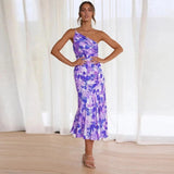 Sienna – Vestido Maxi Assimétrico com Padrão Floral