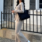 Conjunto de 2 Peças: Sweater de Malha e Calças Largas