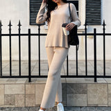 Conjunto de 2 Peças: Sweater de Malha e Calças Largas
