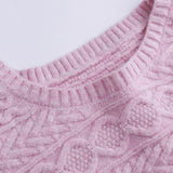 Sweater Cropped de Gola Redonda e Manga Longa
