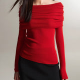 Sweater Feminina de Gola Caída (Off-The-Shoulder)