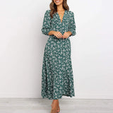 Tânia – Vestido Floral com Decote em V