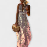 Vestido fluido com decote em V