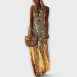 Vestido fluido com decote em V