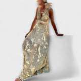 Vestido fluido com decote em V