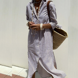 Mariana | Vestido-Camisa Casual Chic com Riscas