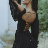 Liana | Vestido Curto com Mangas Balão