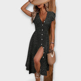 Vanda – Vestido Midi Elegante com Padrão