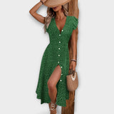 Vanda – Vestido Midi Elegante com Padrão