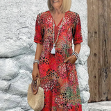 Teresa | Vestido vibrante de comprimento médio