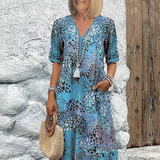 Teresa | Vestido vibrante de comprimento médio