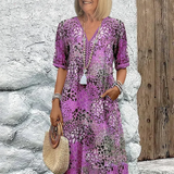 Teresa | Vestido vibrante de comprimento médio