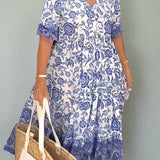 Ana - Vestido floral elegante com decote em V