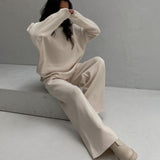 Conjunto de 2 Peças: Sweater Casual Largo e Calças Macias